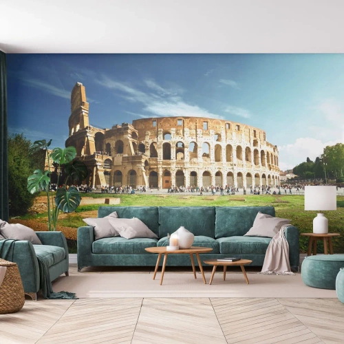 Papier Peint Photo Premium Sand - On entend encore la détonation de l'arme - Colisée, Rome, Architecture - 250x175 cm