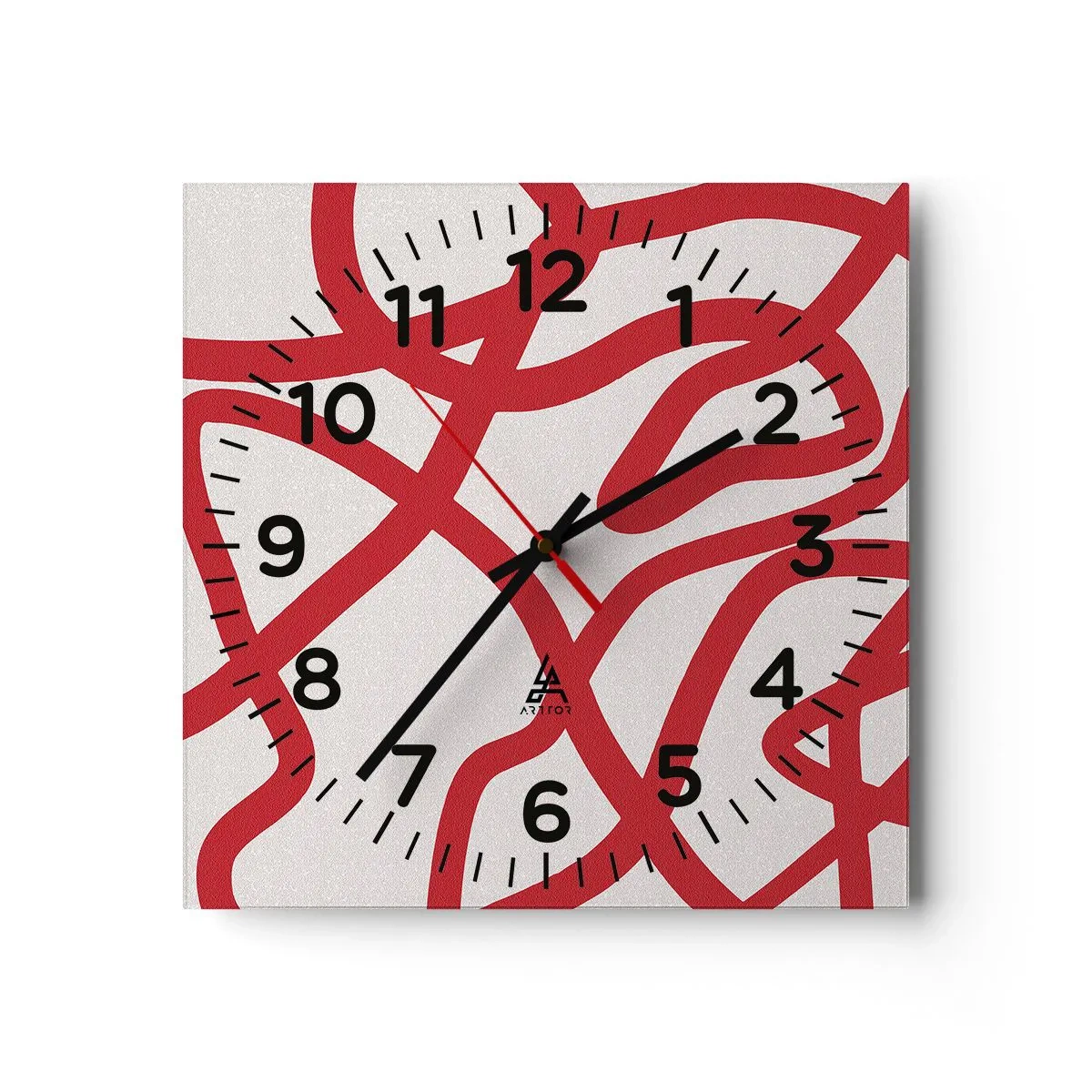 Horloge murale - Pendule murale - Rouge sur blanc - 30x30 cm