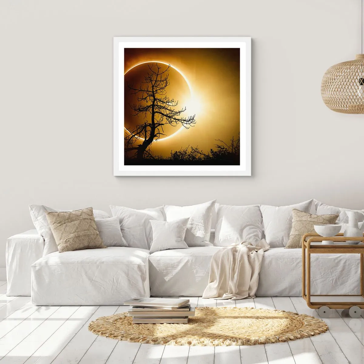 Affiche dans un cadre blanc - Poster - Éclipse totale - 60x60 cm