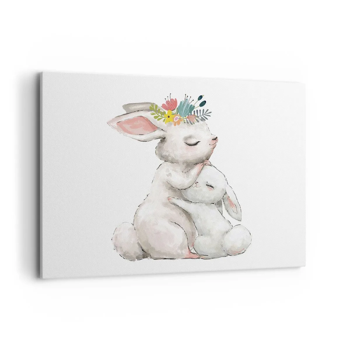 Impression sur toile - Image sur toile - Des lapins mignons aux couleurs pastel - 100x70cm - Maman irremplaçable - Décoration murale moderne pour le salon et la chambre ARTTOR