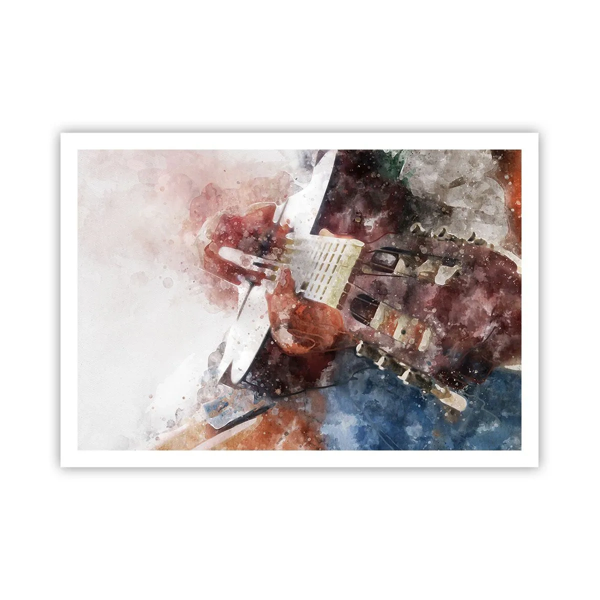 Affiche - Poster - Une interprétation artistique d'une guitare dans un style aquarelle - 100x70cm - Et qu'en pensez-vous ? - Décoration murale moderne pour le salon et la chambre ARTTOR
