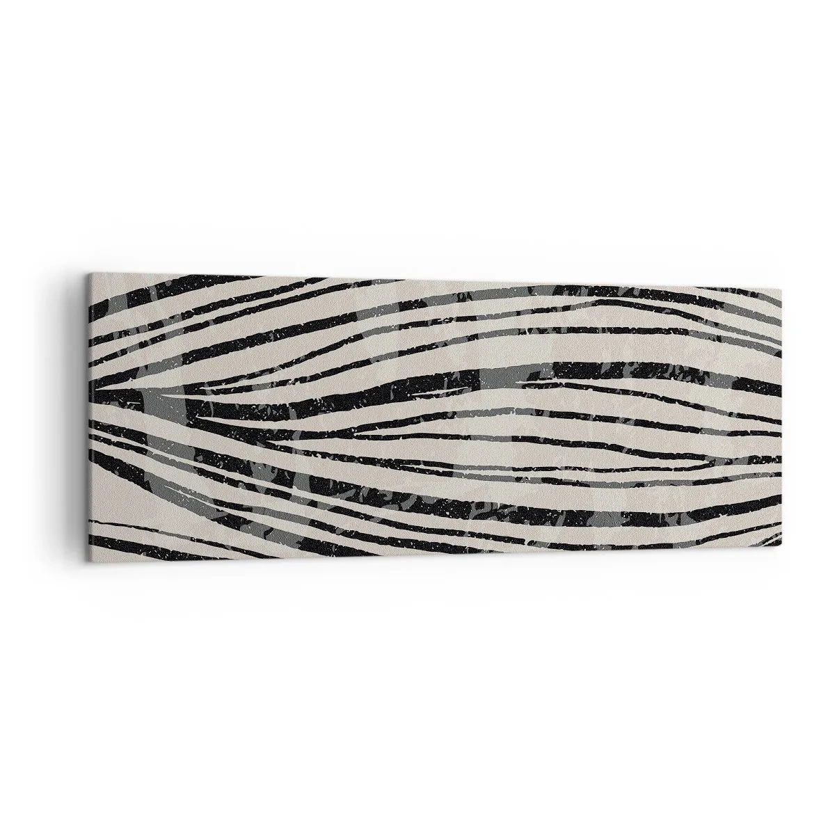 Impression sur toile - Image sur toile - Vagues abstraites dans des tons noirs et blancs - 140x50cm - Ligne de marécage - Décoration murale moderne pour le salon et la chambre ARTTOR