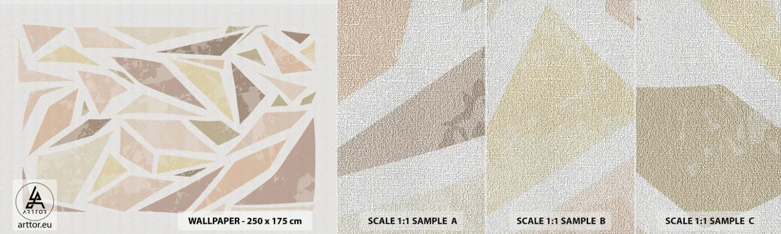 Échantillon de Papier Peint Premium Canvas - Composition de vitraux - Minimalisme, Pastel, Bohème - 100x30 cm