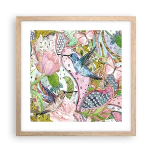 Affiche dans un chêne clair - Poster - Empêtré dans les vignes - 40x40 cm