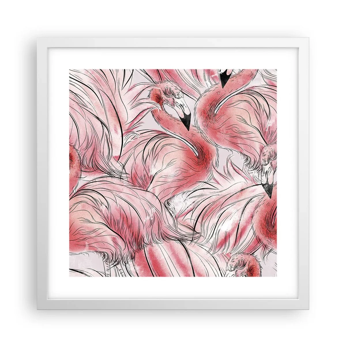 Affiche dans un cadre blanc - Poster - Oiseau corps de ballet - 40x40 cm