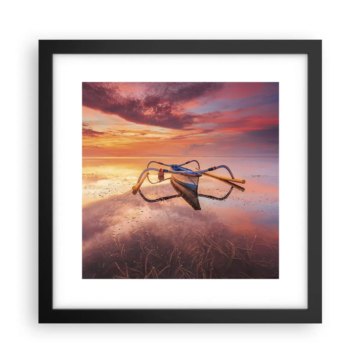 Affiche dans un cadre noir - Poster - Le calme d'une soirée tropicale - 30x30 cm