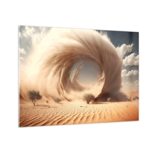 Impression sur verre - Image sur verre - Un vortex de sable du désert crée un portail depuis le ciel et les dunes. - 70x50cm - Portail ouvert - Décoration murale moderne pour le salon et la chambre ARTTOR