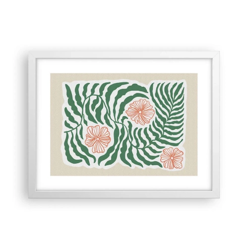 Affiche dans un cadre blanc - Poster - Fleurit en vert - 40x30 cm
