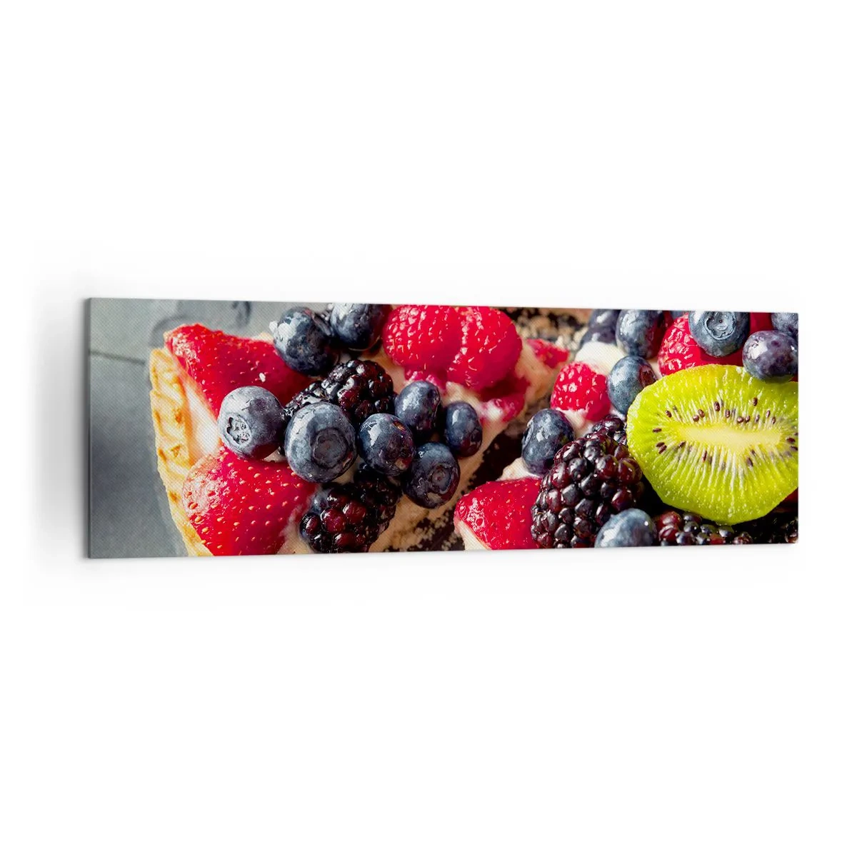 Impression sur toile - Image sur toile - Tarte colorée aux fruits et à la crème - 160x50cm - Dolce vita! - Décoration murale moderne pour le salon et la chambre ARTTOR