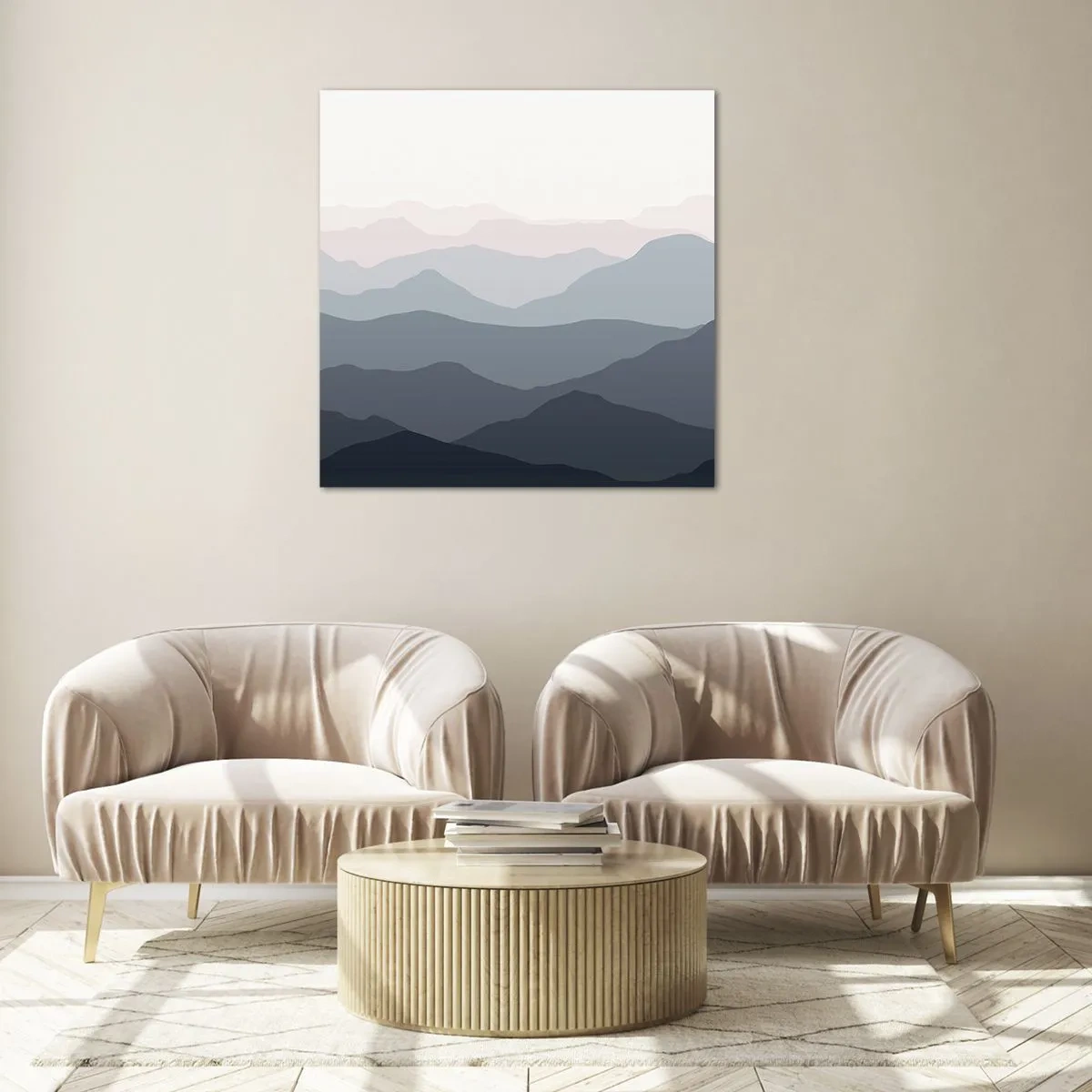 Impression sur verre - Image sur verre - Vagues de montagnes - 70x70 cm