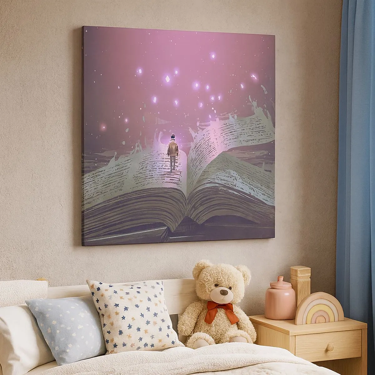 Impression sur toile - Image sur toile - Invitation à un autre monde - lisez ! - 30x30 cm