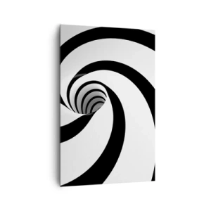 Impression sur toile - Image sur toile - Spirale abstraite noire et blanche avec un effet tourbillonnant - 80x120cm - Céder au vortex ? - Décoration murale moderne pour le salon et la chambre ARTTOR