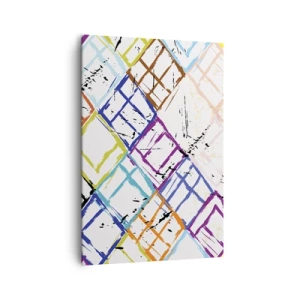 Impression sur toile - Image sur toile - Abstraction colorée avec des formes géométriques sur fond blanc - 70x100cm - Cellules à louer - Décoration murale moderne pour le salon et la chambre ARTTOR