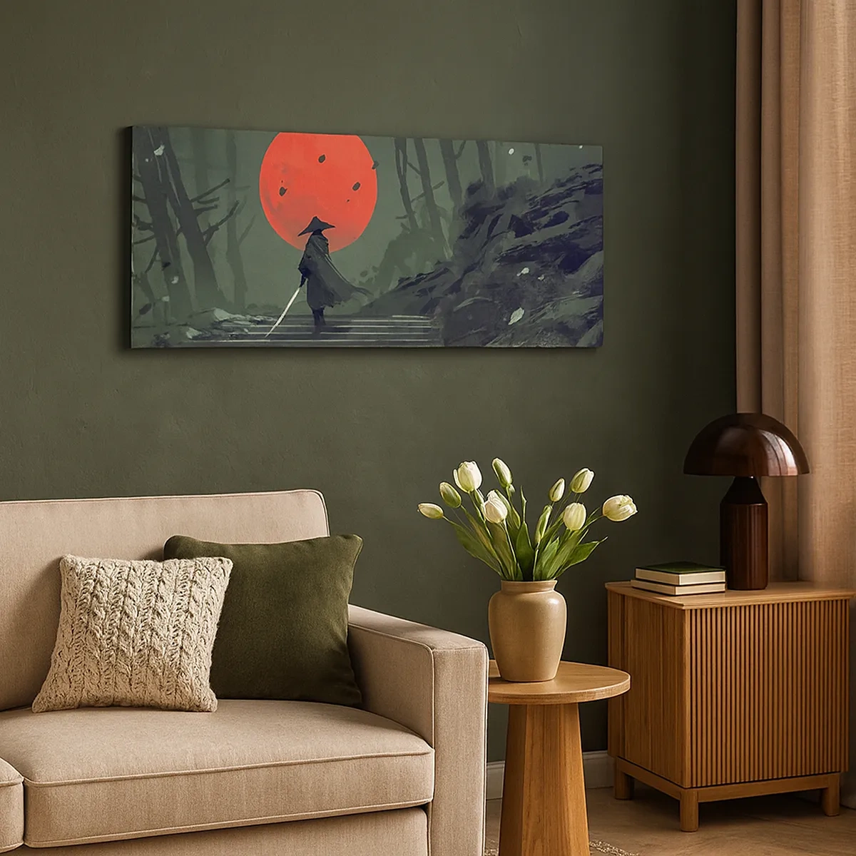 Impression sur toile - Image sur toile - Guerrier de la lune rouge - 30x30 cm