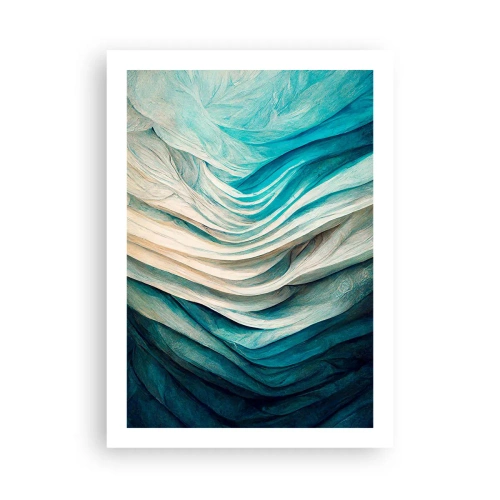 Affiche - Poster - Composition abstraite de vagues dans les tons bleus et beiges - 50x70cm - Insatiabilité bleue - Décoration murale moderne pour le salon et la chambre ARTTOR