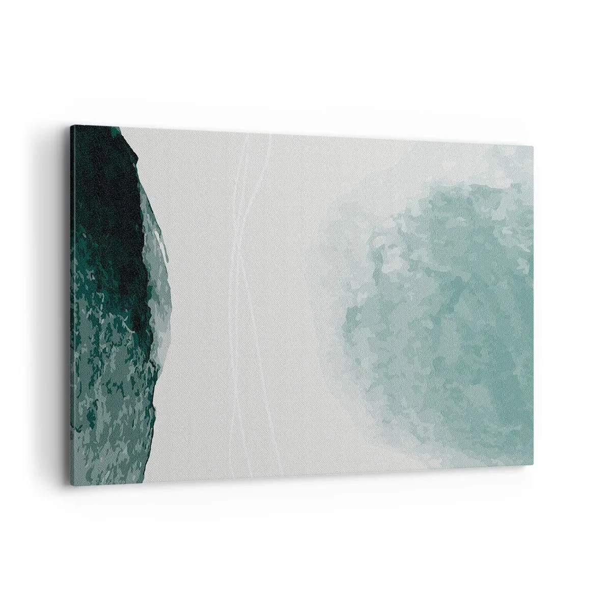 Impression sur toile - Image sur toile - Une délicate composition abstraite dans des tons de vert avec des formes subtiles sur un fond clair. - 100x70cm - Rencontre avec le brouillard - Décoration murale moderne pour le salon et la chambre ARTTOR