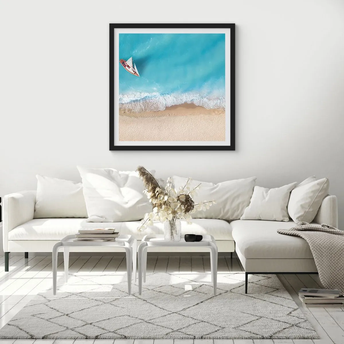 Affiche dans un cadre noir - Poster - A la frontière de l'azur et de l'or - 50x50 cm