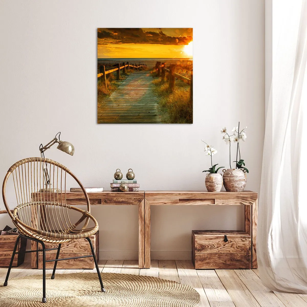 Impression sur toile - Image sur toile - Baigné dans le vieil or - 40x40 cm