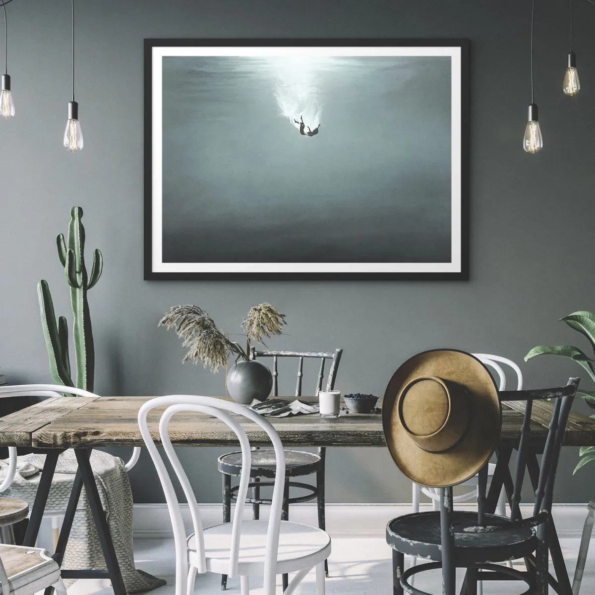 Affiche dans un cadre noir - Poster - Dans les bras de l'océan - 91x61 cm