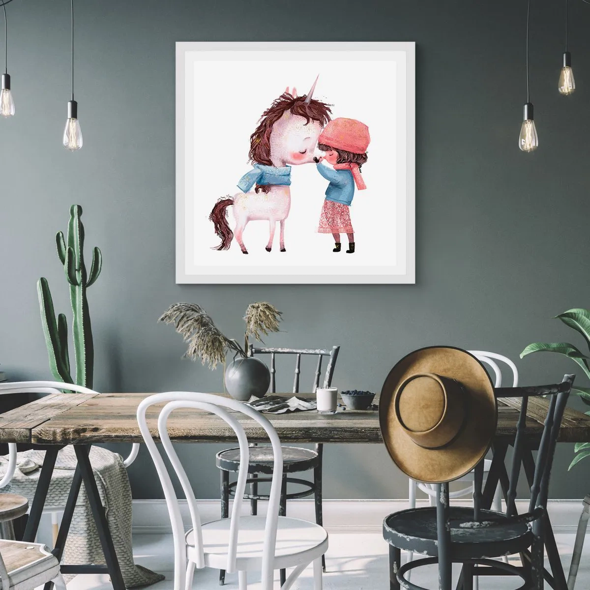 Affiche dans un cadre blanc - Poster - Histoire d'hiver - 60x60 cm