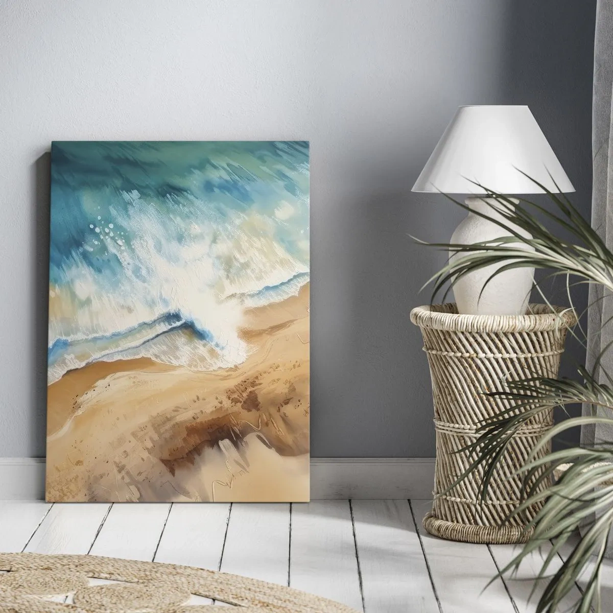 Impression sur toile - Image sur toile - Une vague de mer s'écrasant contre le rivage sablonneux - 80x120cm - La vague qui revient - Décoration murale moderne pour le salon et la chambre ARTTOR