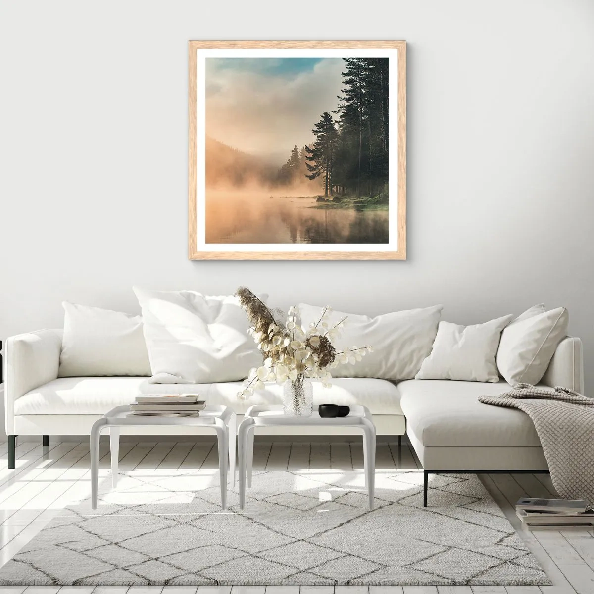 Affiche dans un chêne clair - Poster - Naissance du jour - 30x30 cm