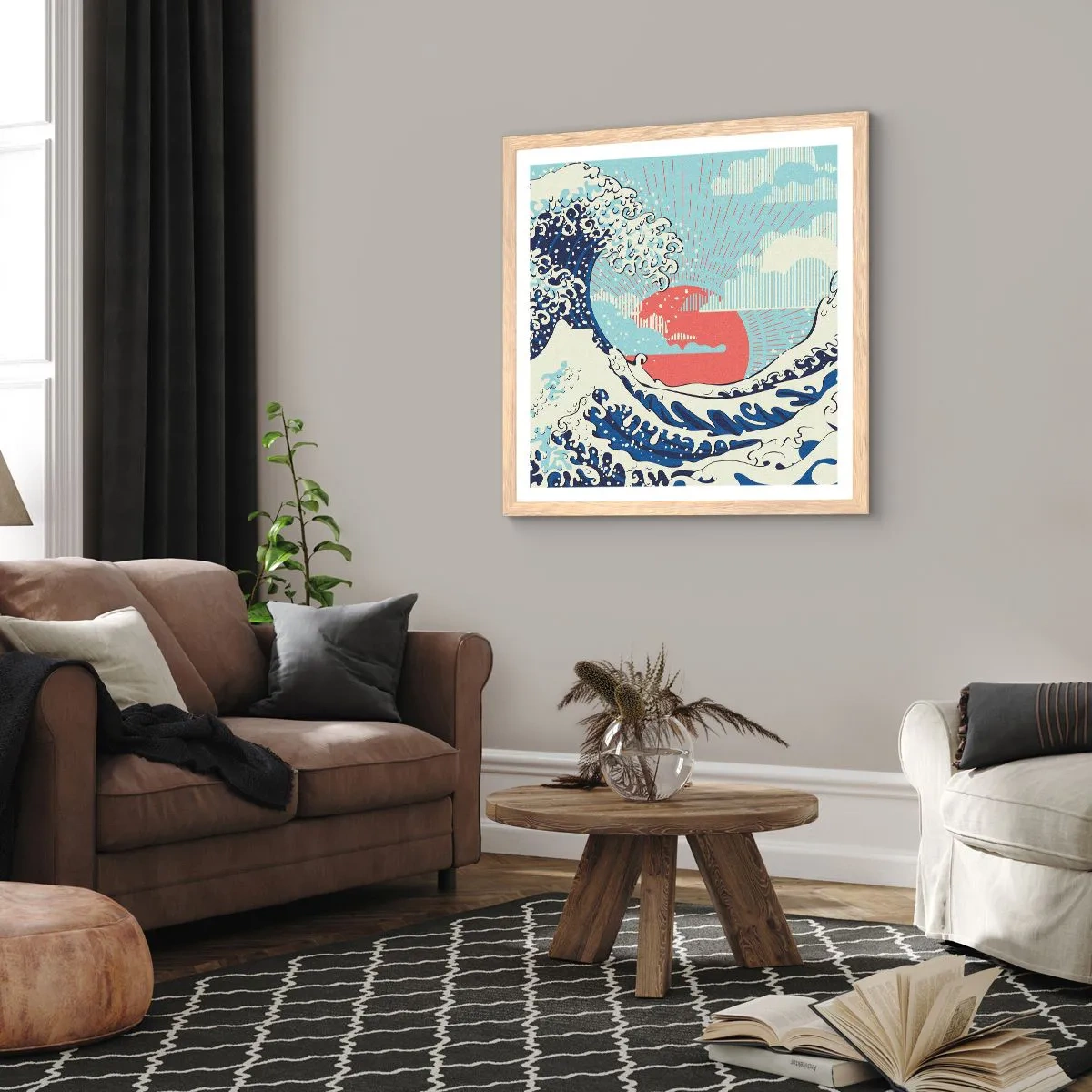 Affiche dans un chêne clair - Poster - D'une inspiration japonnaise - 60x60 cm