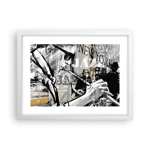 Affiche dans un cadre blanc - Poster - Au rythme de New York - 40x30 cm