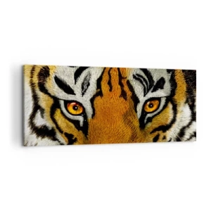 Impression sur toile - Image sur toile - Portrait en gros plan d'un tigre au regard intense - 120x50cm - Terrible et beau - Décoration murale moderne pour le salon et la chambre ARTTOR