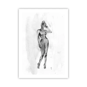 Affiche - Poster - Silhouette d'une femme en technique d'aquarelle noir et blanc - 50x70cm - Etude de l'idéal de la féminité - Décoration murale moderne pour le salon et la chambre ARTTOR