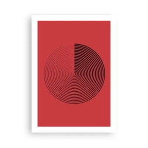 Affiche - Poster - Spirale géométrique sur fond rouge dans un style minimaliste - 50x70cm - Mouvement circulaire - Décoration murale moderne pour le salon et la chambre ARTTOR