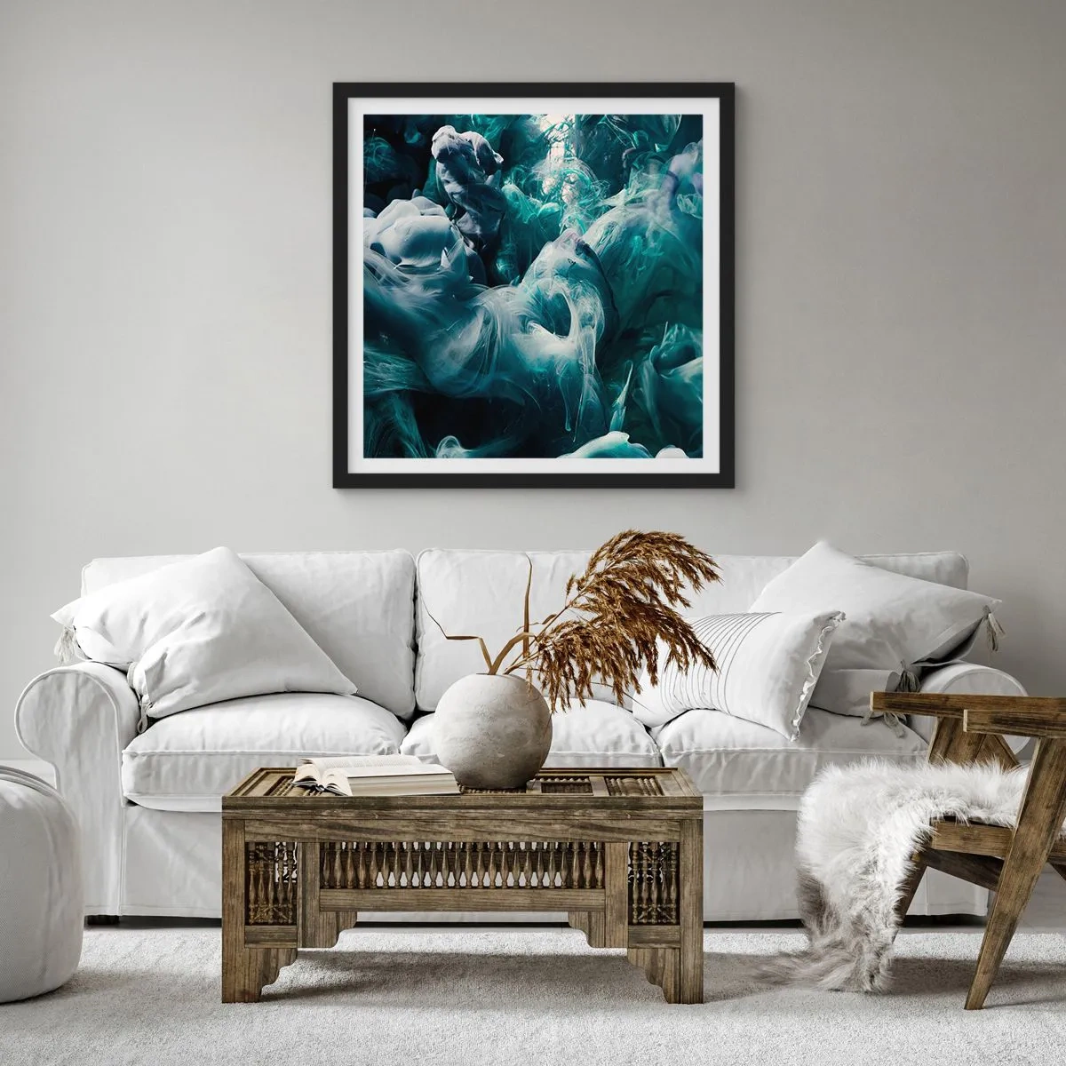 Affiche dans un cadre noir - Poster - Mouvement des couleurs - 60x60 cm