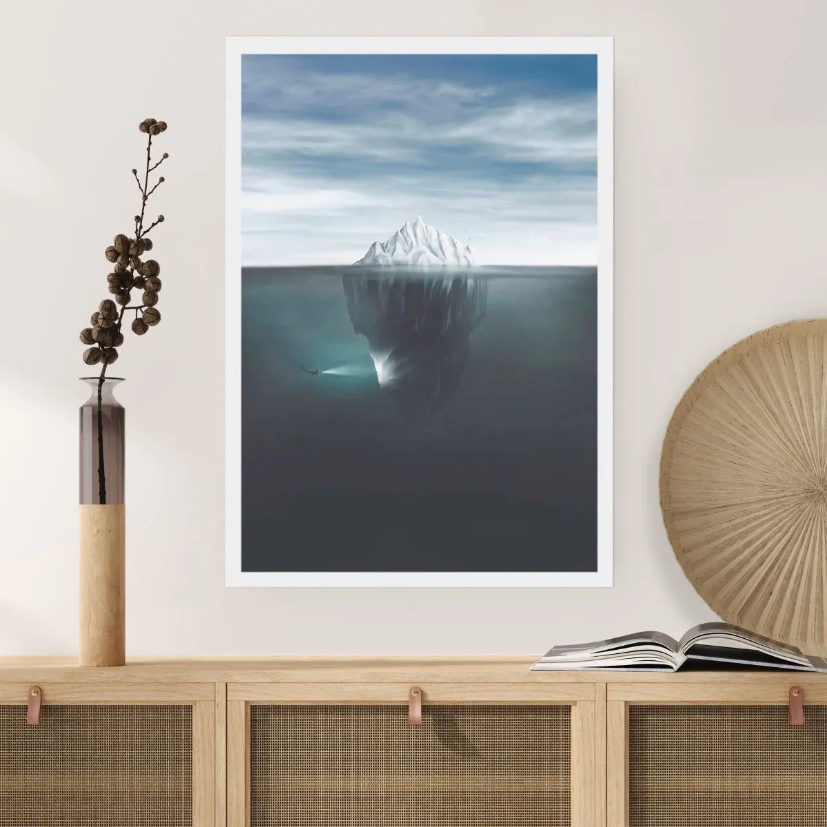 Affiche - Poster - Un iceberg avec une masse énorme cachée sous l'eau - 50x70cm - Mystère sous-marin - Décoration murale moderne pour le salon et la chambre ARTTOR