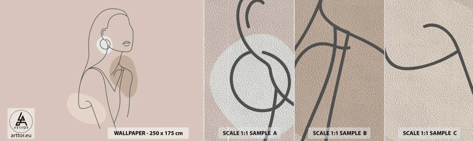 Échantillon de Papier Peint Premium Sand - Icone féminin - Abstraction, Femme, Graphique - 100x30 cm
