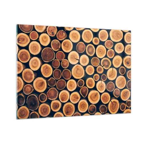 Impression sur verre - Image sur verre - Vue de troncs d'arbres coupés disposés en rangée - 100x70cm - Quel âge je semble avoir ? - Décoration murale moderne pour le salon et la chambre ARTTOR