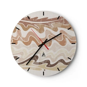 Horloge murale - Pendule murale - Lignes ondulées dans des tons chauds et sableux - 30x30cm - Bonne énergie – bonnes émotions - Décoration murale moderne pour le salon, la cuisine et la chambre ARTTOR