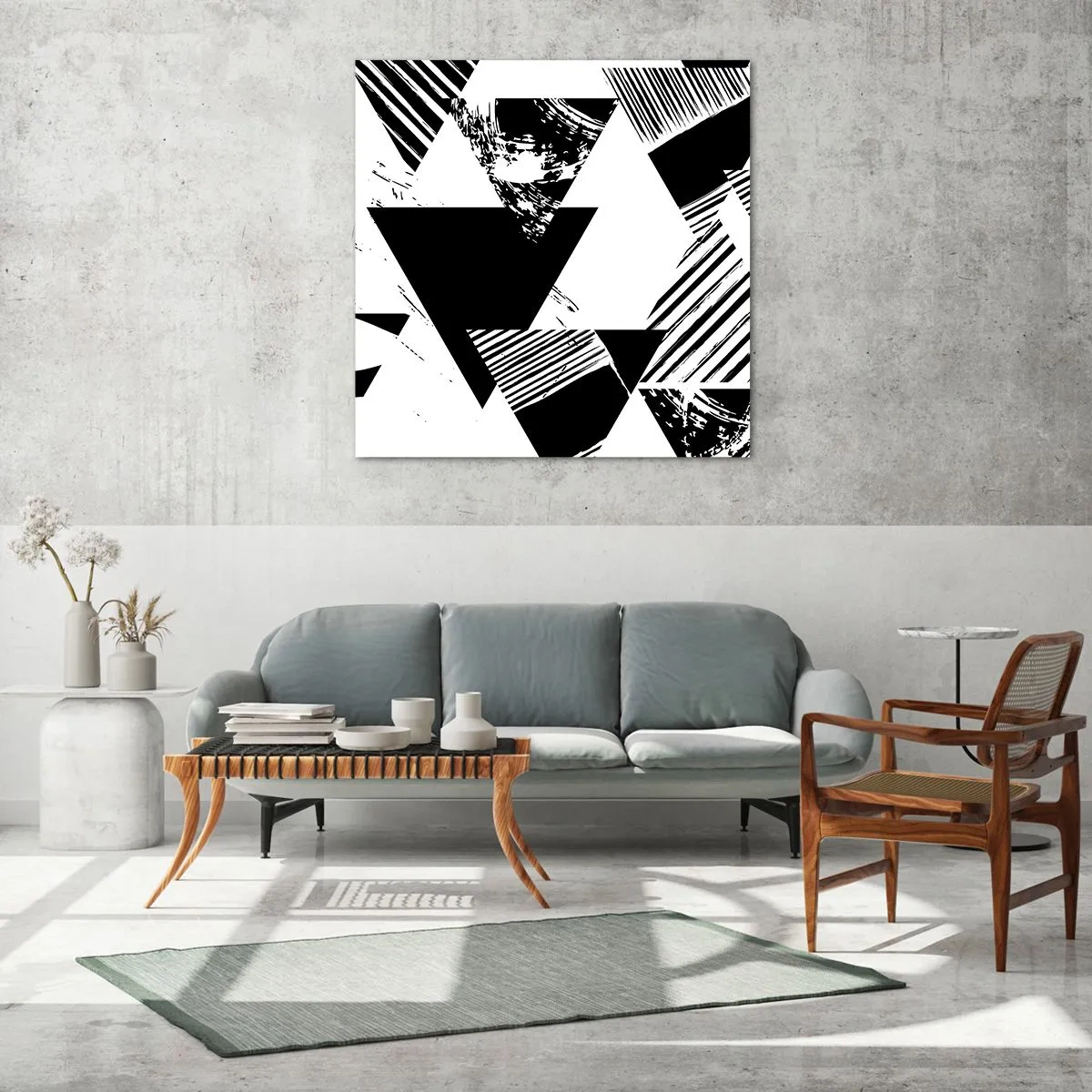 Impression sur verre - Image sur verre - Pluie de triangles - 30x30 cm