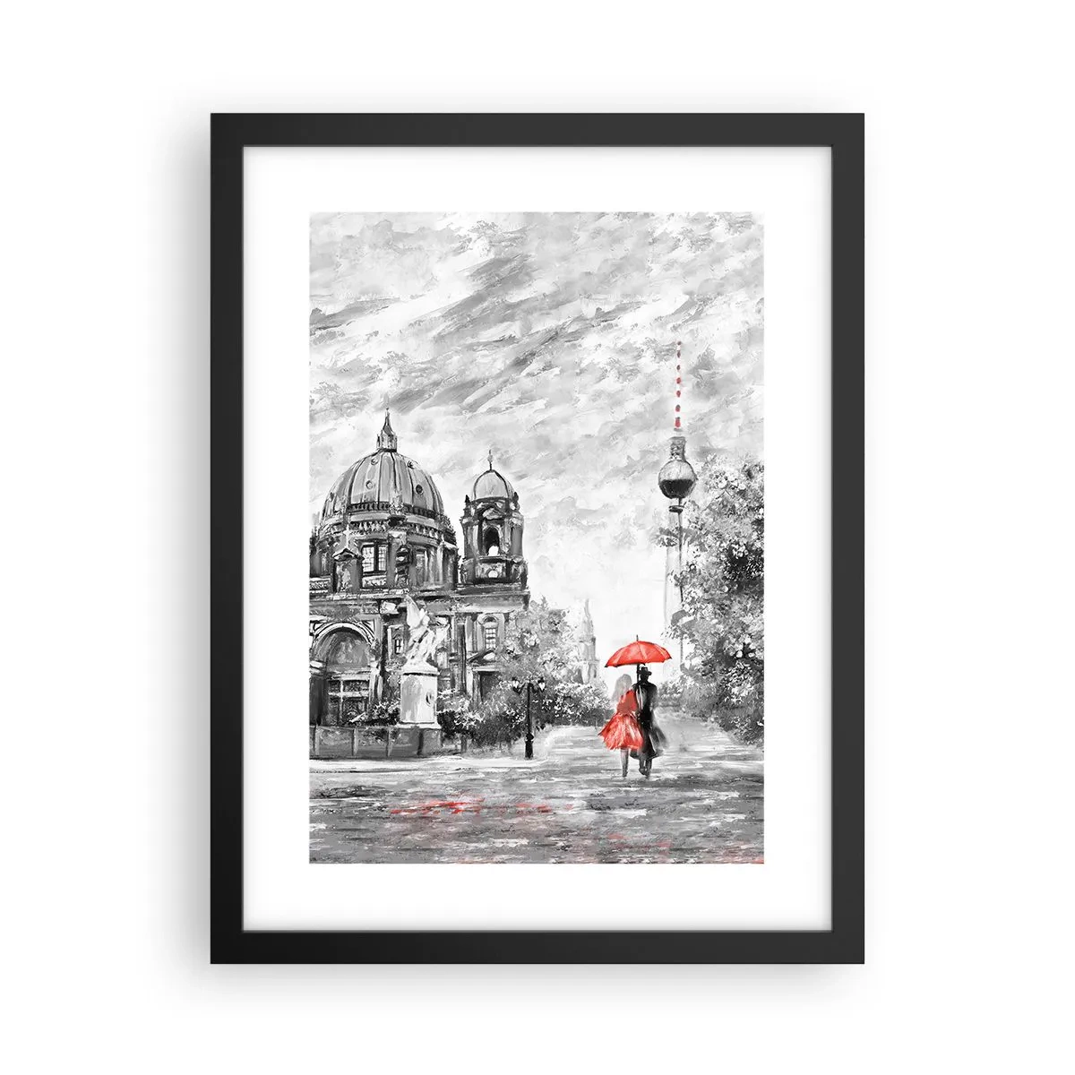 Affiche dans un cadre noir - Poster - Rencontre berlinoise - 30x40 cm