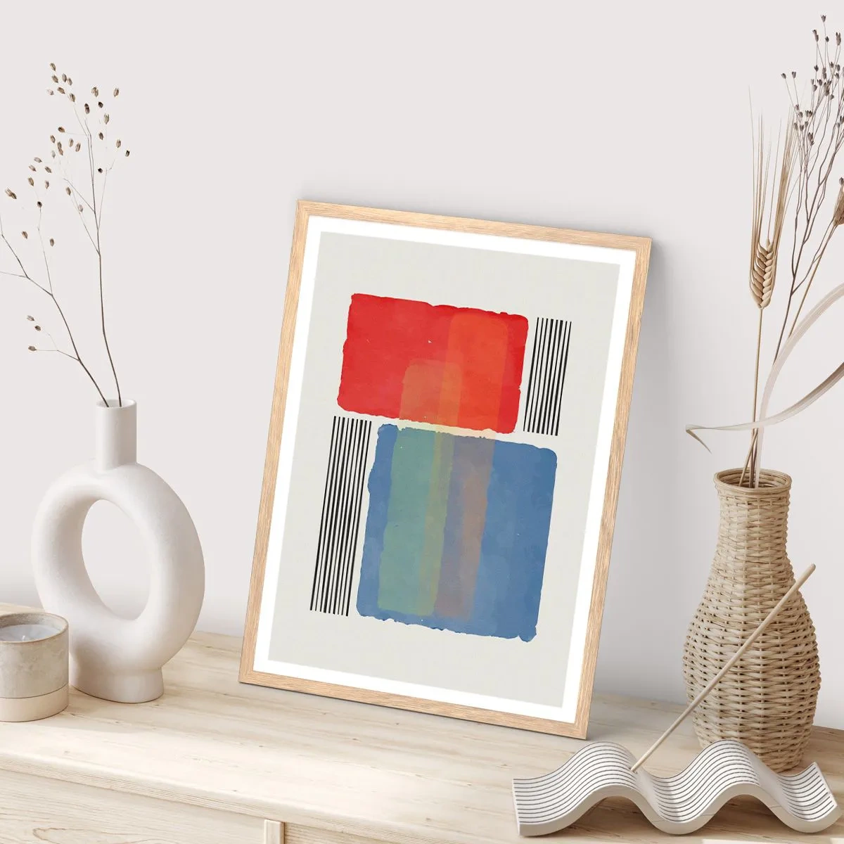 Affiche dans un chêne clair - Poster - Esprit et lettre de la géométrie - 70x100 cm