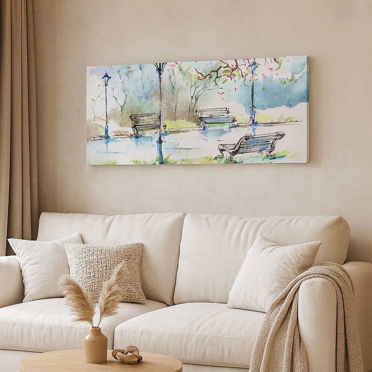 Impression sur toile - Image sur toile - Le charme du silence d'un parc - 100x40 cm