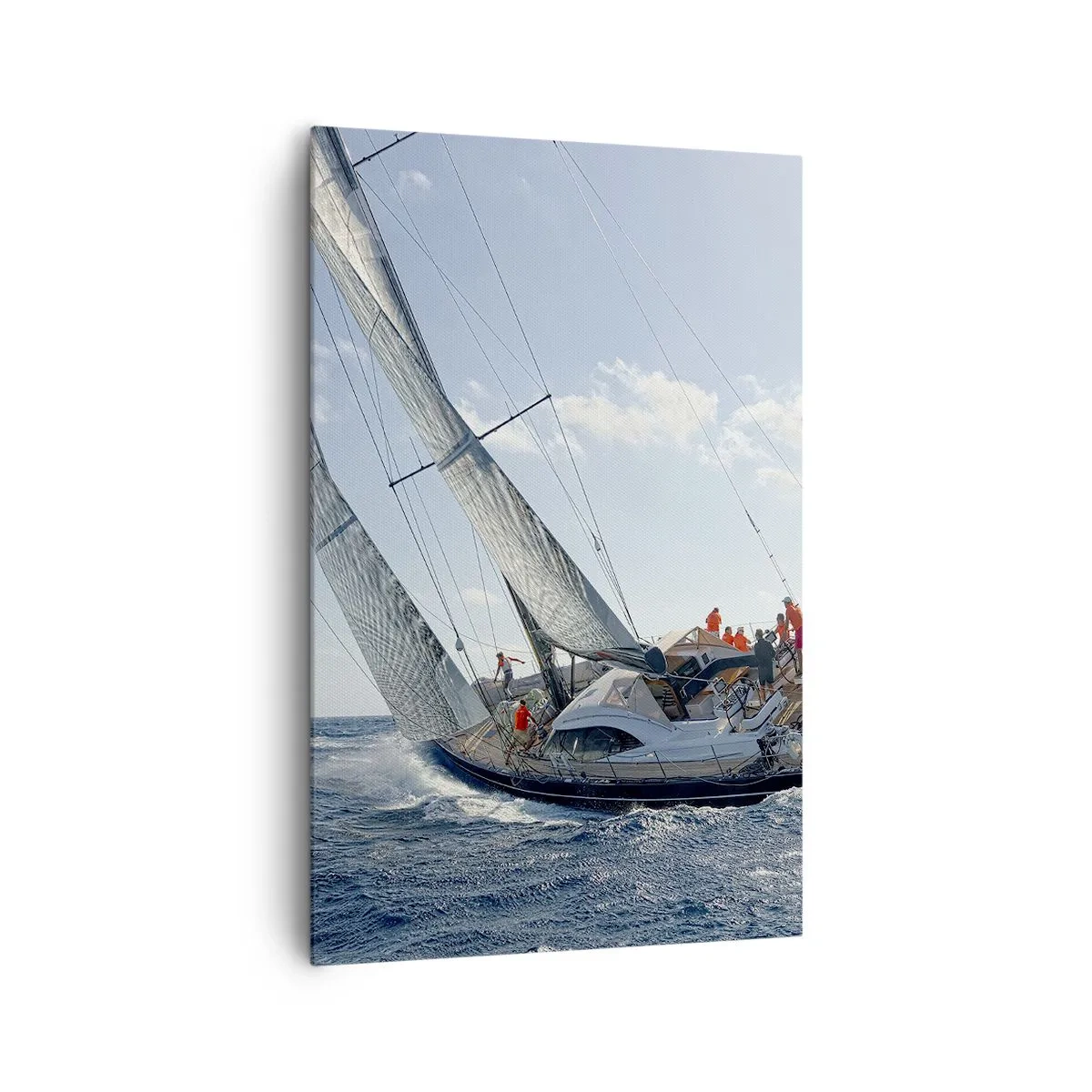 Impression sur toile - Image sur toile - Course de yachts en haute mer sous un ciel bleu - 80x120cm - Que le meilleur l'emporte - Décoration murale moderne pour le salon et la chambre ARTTOR
