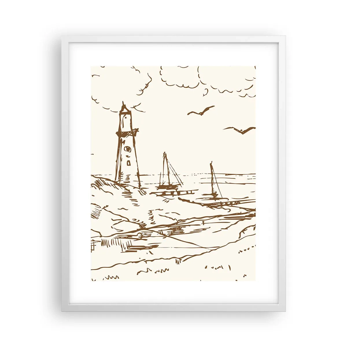 Affiche dans un cadre blanc - Poster - Esquisse de souvenirs d'été - 40x50 cm