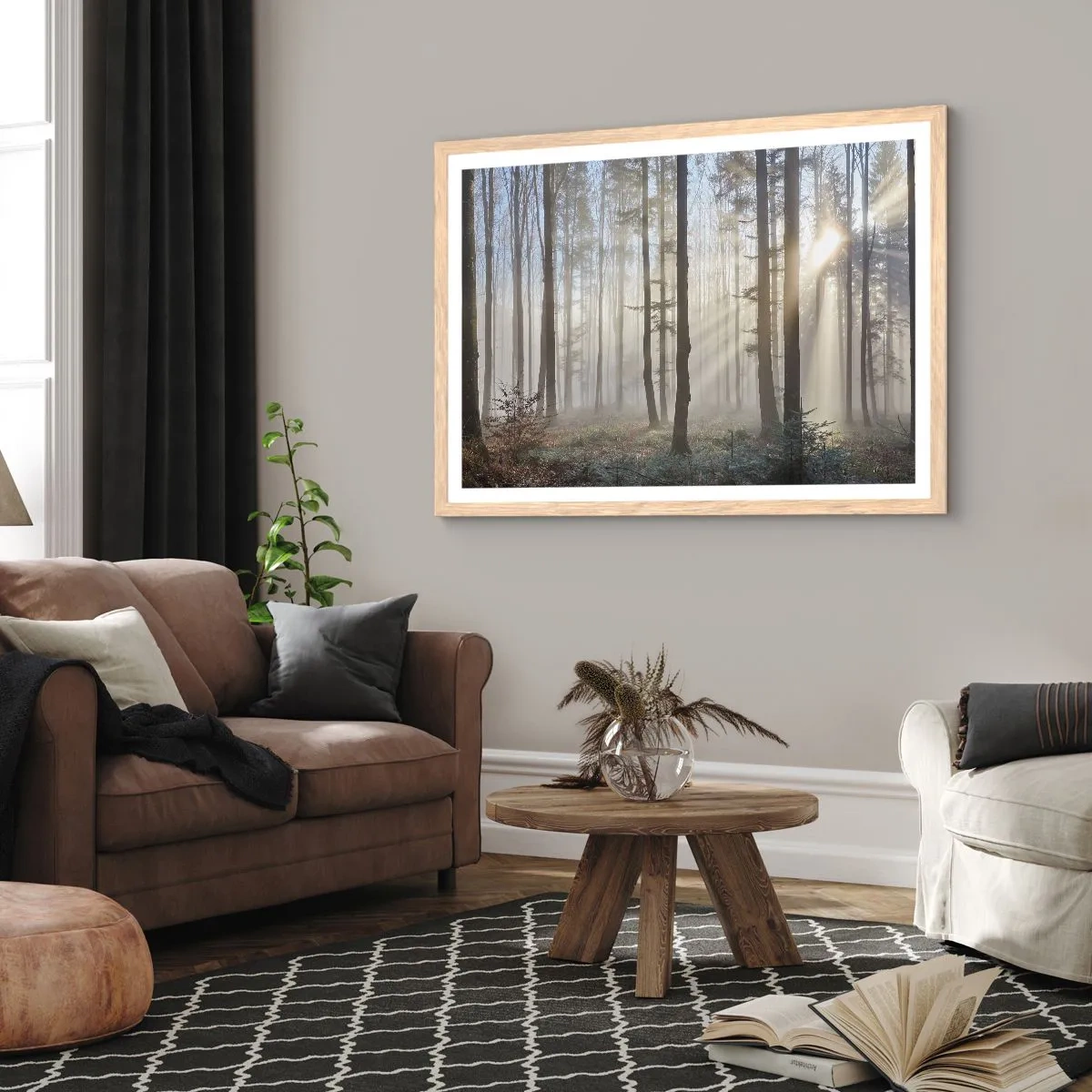 Affiche dans un chêne clair - Poster - Le brouillard s'est aussi réveillé - 50x40 cm