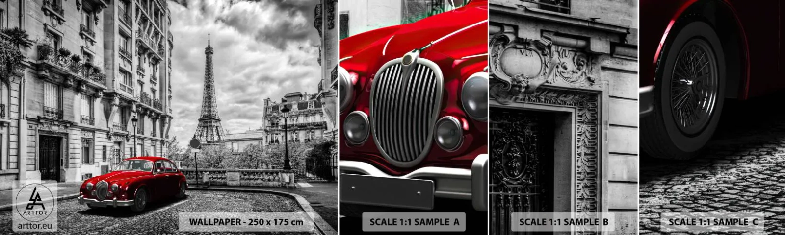 Échantillon De Papier Peint Standard Eco - Prédateur dans la ville - Ville, tour Eiffel, Paris - 100x30 cm