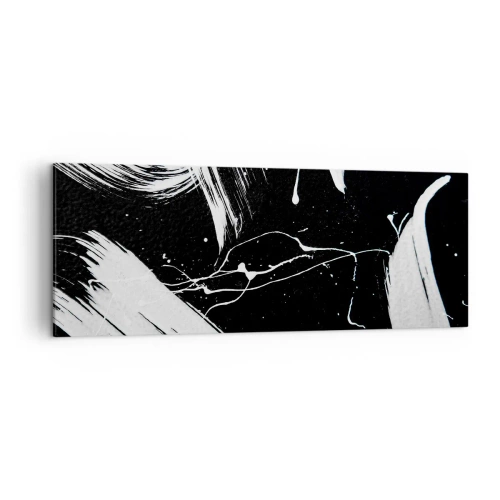 Impression sur toile - Image sur toile - Traits blancs abstraits sur fond noir - 140x50cm - Briser les ténèbres - Décoration murale moderne pour le salon et la chambre ARTTOR