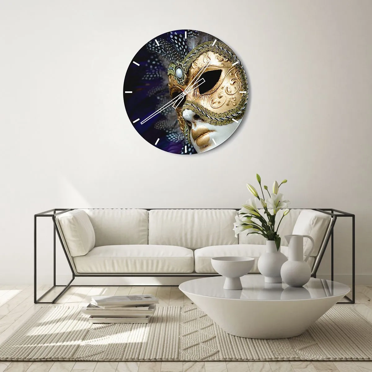 Horloge murale - Pendule murale - Portrait vénitien en or - 30x30 cm