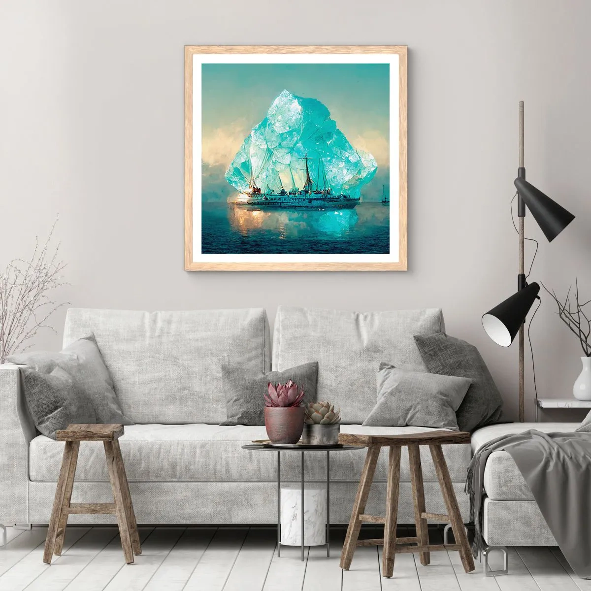 Affiche dans un chêne clair - Poster - Diamant arctique - 50x50 cm