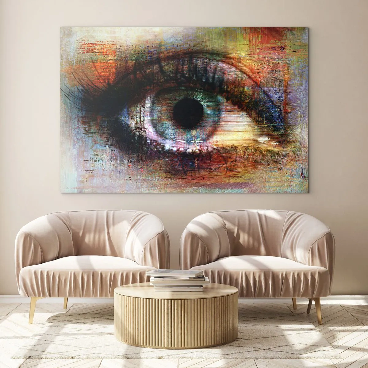 Impression sur verre - Image sur verre - Un œil abstrait aux nuances intenses et multicolores - 120x80cm - Vous pouvez jeter un coup d'œil dans l'âme - Décoration murale moderne pour le salon et la chambre ARTTOR