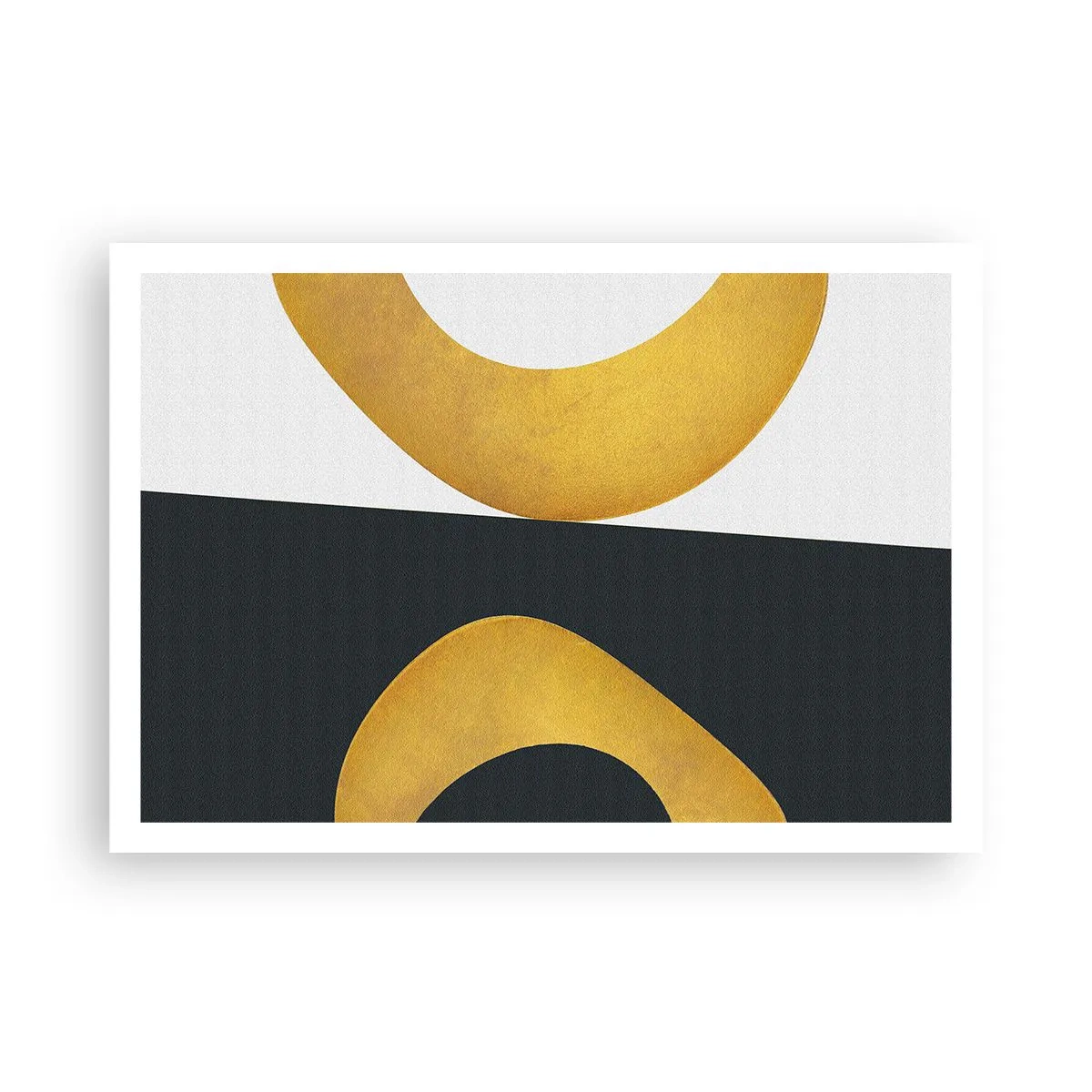 Affiche - Poster - Formes géométriques en or sur fond blanc et foncé - 100x70cm - Avant tout : l’or - Décoration murale moderne pour le salon et la chambre ARTTOR