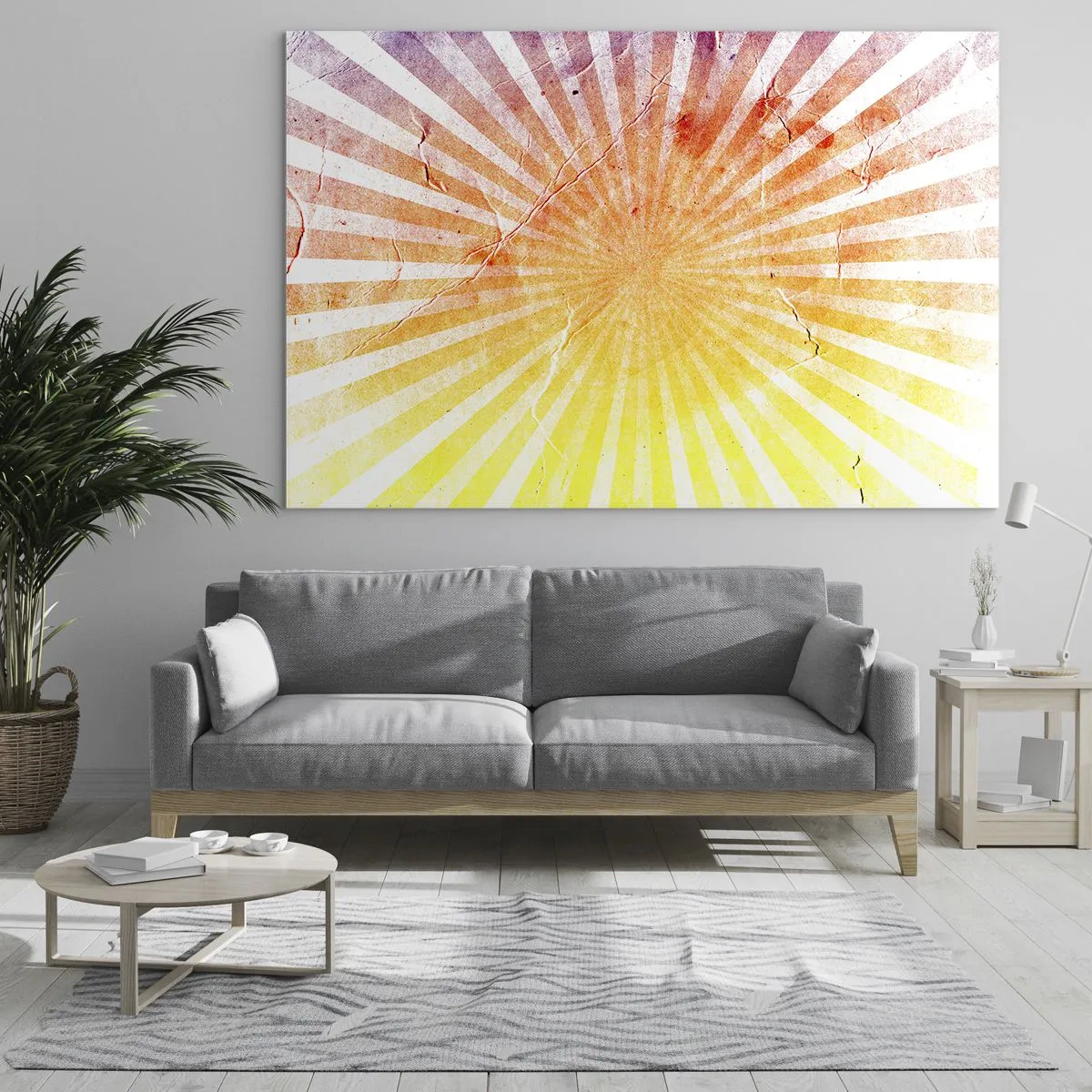 Impression sur verre - Image sur verre - Rayons du soleil levant ou couchant dans un style rétro - 120x80cm - Levant et couchant - Décoration murale moderne pour le salon et la chambre ARTTOR